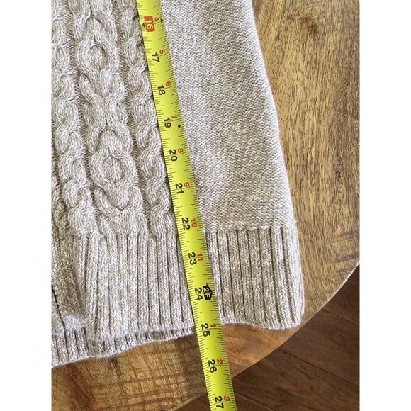 L.L Bean Cableknit Cardigan Sweater Full Zip Women's Size S Beige Preppy - Picture 5 of 8